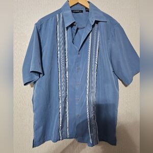 Axist Shirt Men L Blue Short Sleeve Button Up Polyester